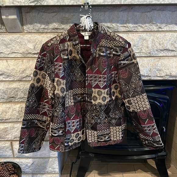 Christopher & Banks jacquard zipper jacket size XL - Picture 1 of 10